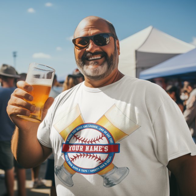 Personalised Beer and Baseball T-Shirt (Baseball and brews are the favorite tailgate accessory to this perssonalized t-shirt!)