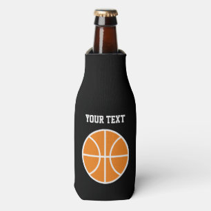 Personalised beer bottle cooler with basketball
