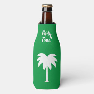 Personalised beer bottle cooler with palm tree