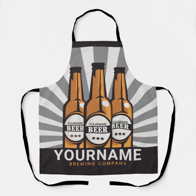 Personalised Beer Bottle Craft Brewing Company Apron (Front)