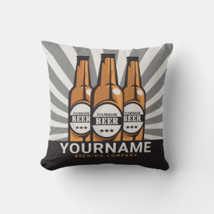 Personalised Beer Bottle Craft Brewing Company Cushion