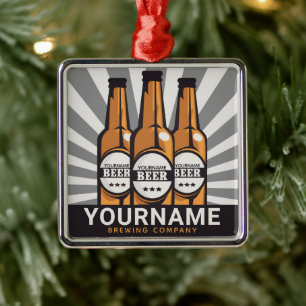 Personalised Beer Bottle Craft Brewing Company  Metal Ornament