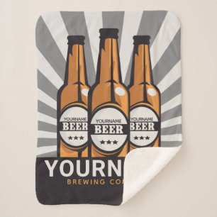 Personalised Beer Bottle Craft Brewing Company Sherpa Blanket
