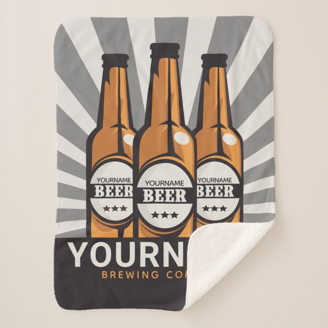 Personalised Beer Bottle Craft Brewing Company  Sherpa Blanket (Front)
