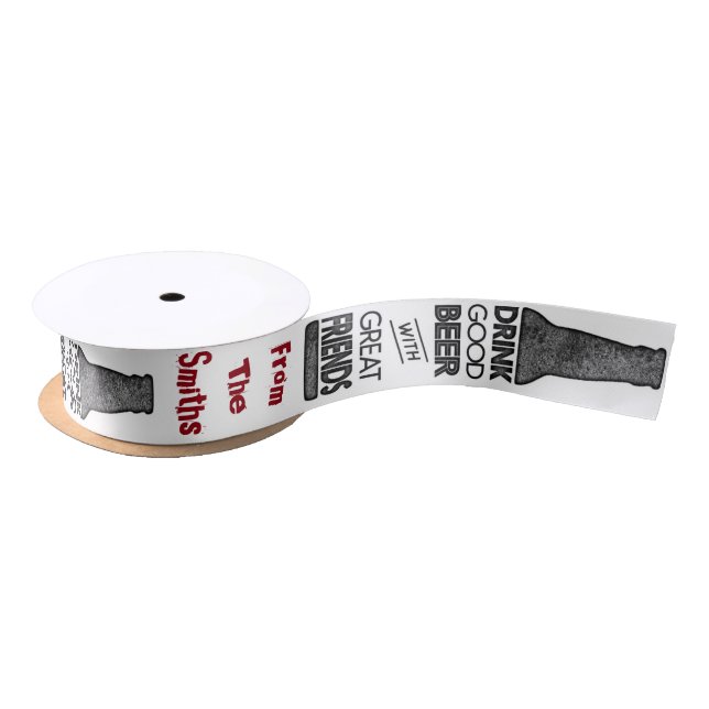 Personalised Beer Bottle Ribbon Satin Ribbon (Spool)