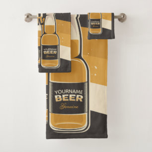 Personalised Beer Bottle Sudsy Mug Brewing Bar Bath Towel Set