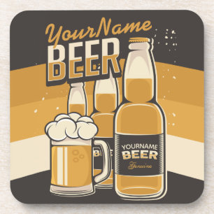Personalised Beer Bottle Sudsy Mug Brewing Bar Coaster