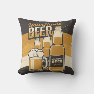 Personalised Beer Bottle Sudsy Mug Brewing Bar  Cushion