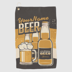 Personalised Beer Bottle Sudsy Mug Brewing Bar Golf Towel