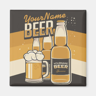 Personalised Beer Bottle Sudsy Mug Brewing Bar Magnet