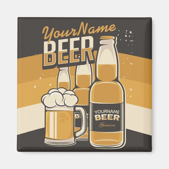 Personalised Beer Bottle Sudsy Mug Brewing Bar Magnet (Front)