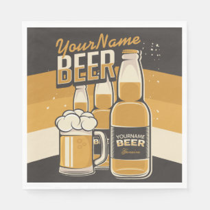 Personalised Beer Bottle Sudsy Mug Brewing Bar Napkin