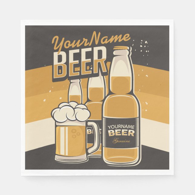 Personalised Beer Bottle Sudsy Mug Brewing Bar Napkin (Front)