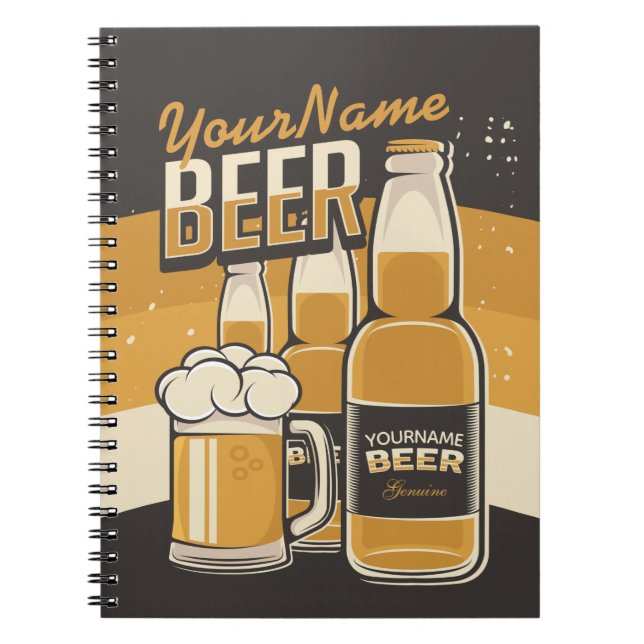 Personalised Beer Bottle Sudsy Mug Brewing Bar Notebook (Front)