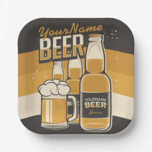 Personalised Beer Bottle Sudsy Mug Brewing Bar Paper Plate