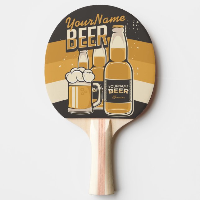 Personalised Beer Bottle Sudsy Mug Brewing Bar  Ping Pong Paddle (Front)