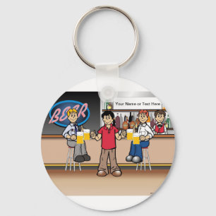 Personalised Beer Drinker - Male Cartoon Key Ring
