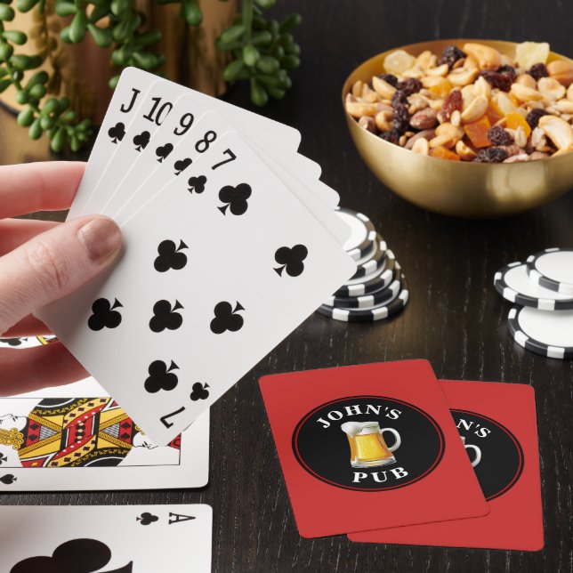 Personalised Beer Pub with Any Name Playing Cards (In Situ)