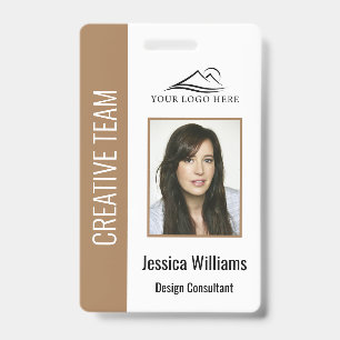 Personalised Beige Corporate Employee Security ID Badge