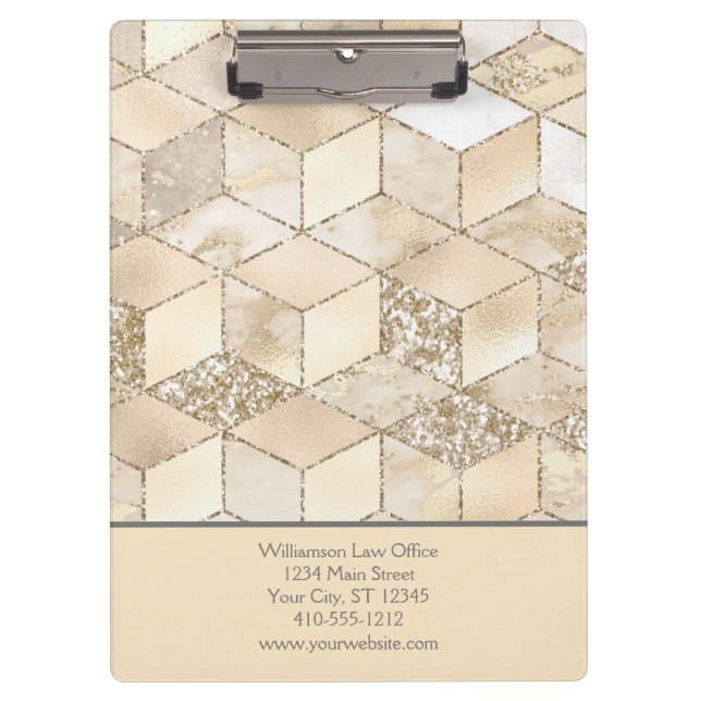 Personalised Beige Cream Neutral Colours Geometric Clipboard (Front)