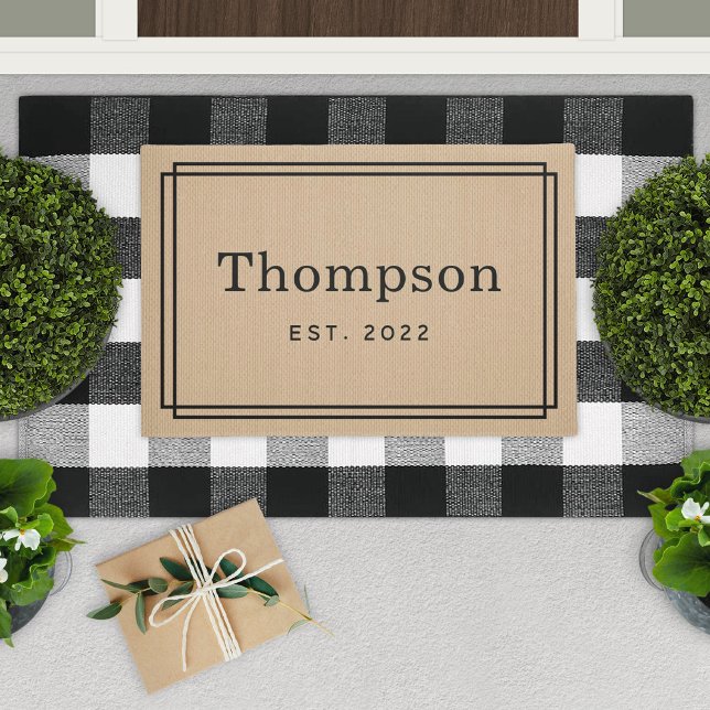 Personalised Beige Family Last Name Monogram Doormat (Creator Uploaded)