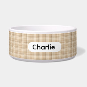 Personalised Beige Farmhouse Style Plaid Pet