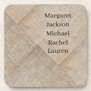 Personalised Beige Faux Linen Coaster