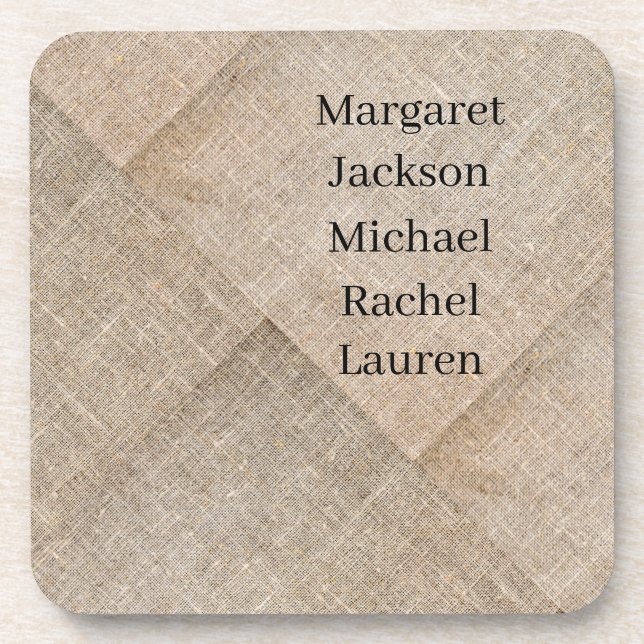 Personalised Beige Faux Linen Coaster (Front)