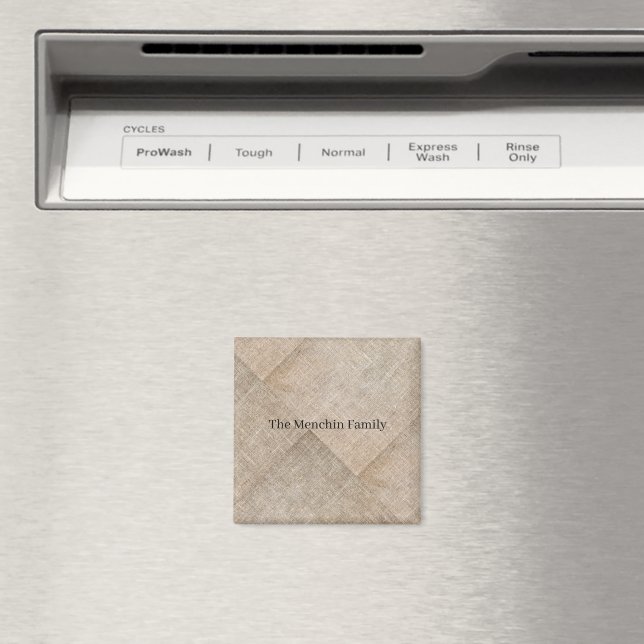 Personalised Beige Faux Linen Magnet (In Situ (Dishwasher))