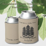 Personalised Beige Fir Trees Bachelor Weekend Can Cooler<br><div class="desc">Personalised Beige Fir Trees Bachelor Weekend Can Cooler Personalised Can Coolers are the perfect keepsakes for your friends to remember your special day. Cheers to a fun and memorable bachelor party! Add your custom wording to this design by using the "Edit this design template" boxes on the right hand side...</div>