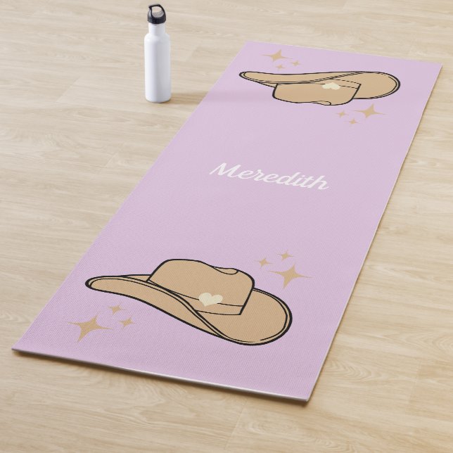 Personalised Beige Lilac Cowgirl Rodeo  Yoga Mat (In Situ)