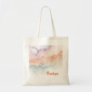 Personalised Beige Marble Swirl Name Tote Bag