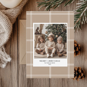 Personalised Beige Merry Christmas Photo  Invitation