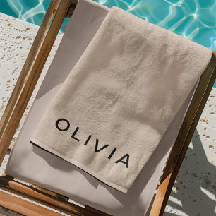 Personalised Beige Monogram  Beach Towel
