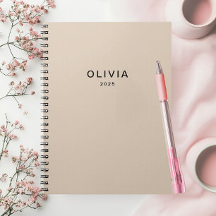 Personalised Beige Monogram Notebook
