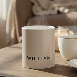 Personalised Beige & Monogram with Custom Coffee Mug