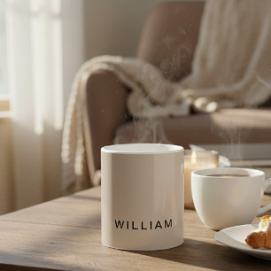 Personalised Beige & Monogram with Custom Coffee Mug