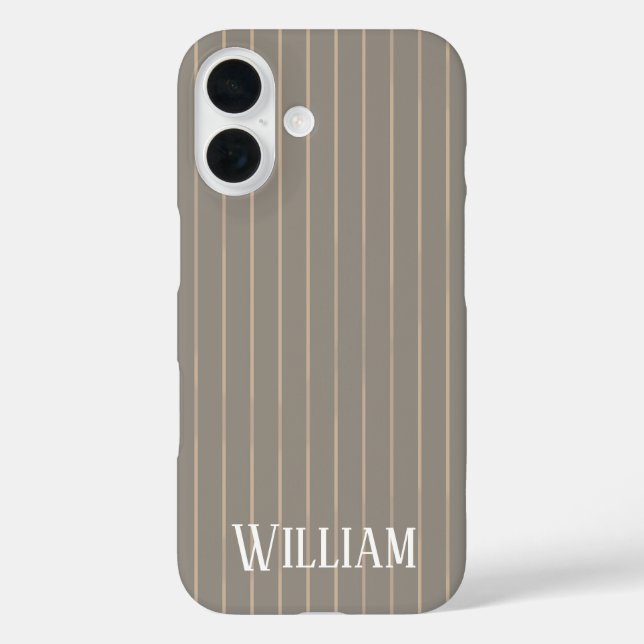 Personalised beige pinstripes Case-Mate iPhone case (Back)