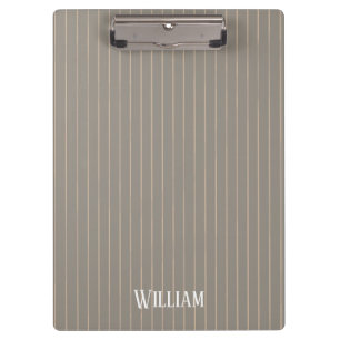Personalised beige pinstripes clipboard