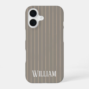 Personalised beige pinstripes iPhone 16 case