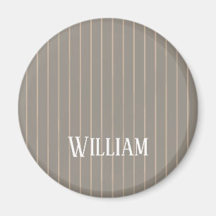 Personalised beige pinstripes magnet