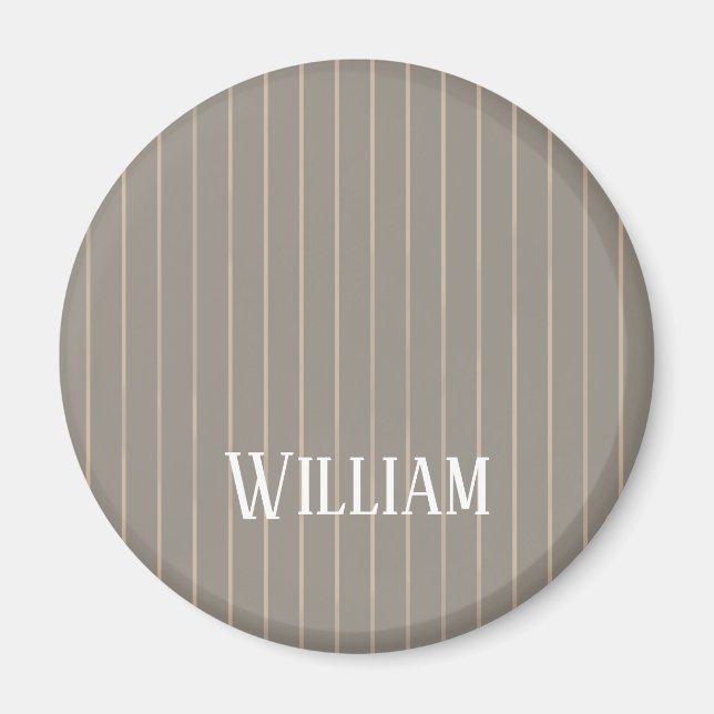 Personalised beige pinstripes magnet (Front)