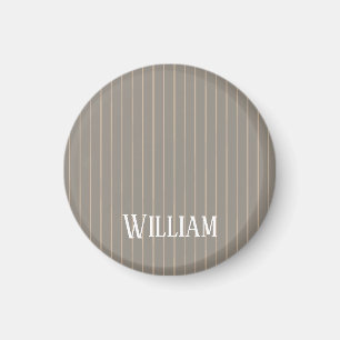 Personalised beige pinstripes magnet