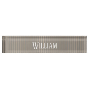 Personalised beige pinstripes nameplate