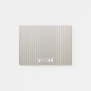 Personalised beige pinstripes post-it notes