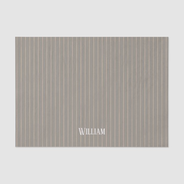 Personalised beige pinstripes tissue paper (Front)