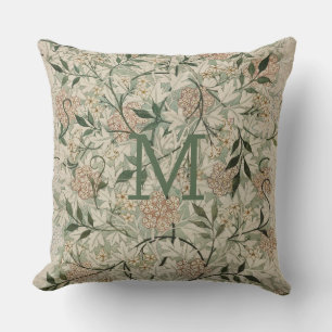 Personalised Beige, Sage Green, Peach Floral Cushion