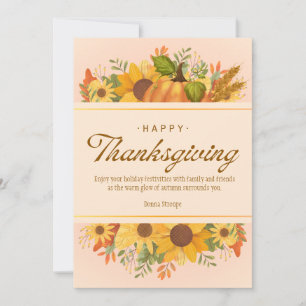 Personalised Beige Simple Thanksgiving  Holiday Card