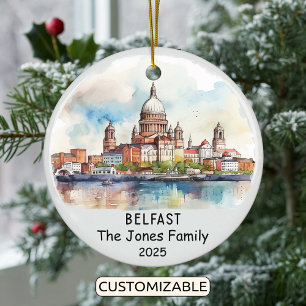 Personalised Belfast Ornament, Ireland Ceramic Ornament