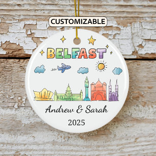 Personalised Belfast Ornament, Northern Ireland Ceramic Ornament